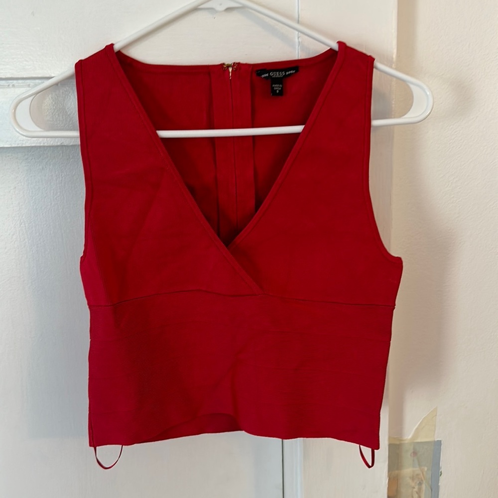 Red bandage style surplice crop top - GUESS